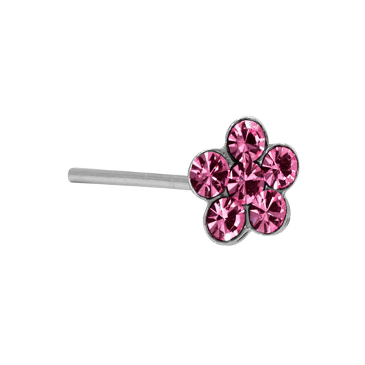 Piercing de Plata Flor con Circón Magenta (Nariz)