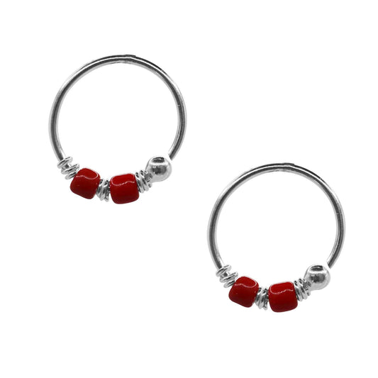 Piercing de Plata Mini Argolla con Mostacillas 10 mm