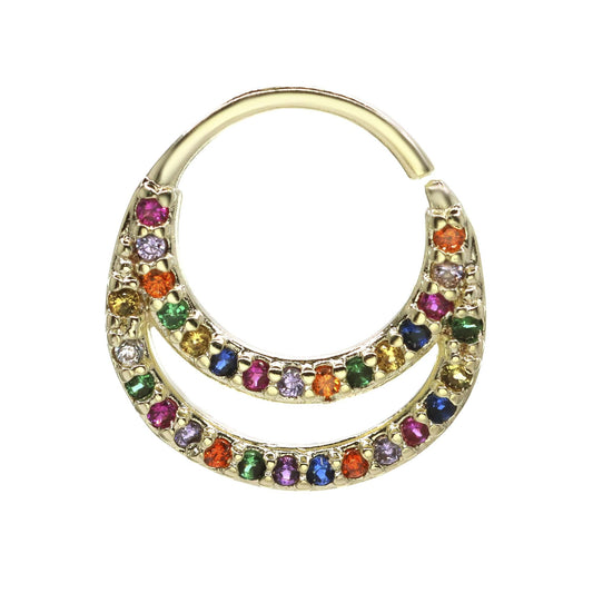 Aros Enchapado en Oro Piercing Septum Circones de Colores