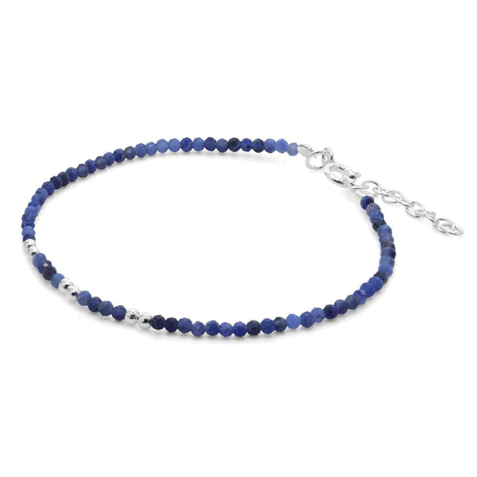 Pulsera de Plata Ágatas Azules con Esferas
