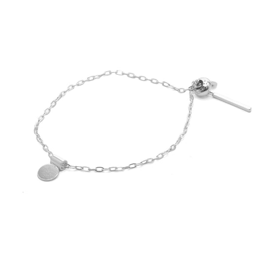 Pulsera de Plata Cadena con Placa Redonda