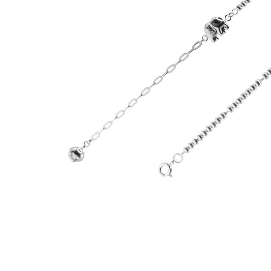 Pulsera de Plata Cascabel y Esferas con Elefante