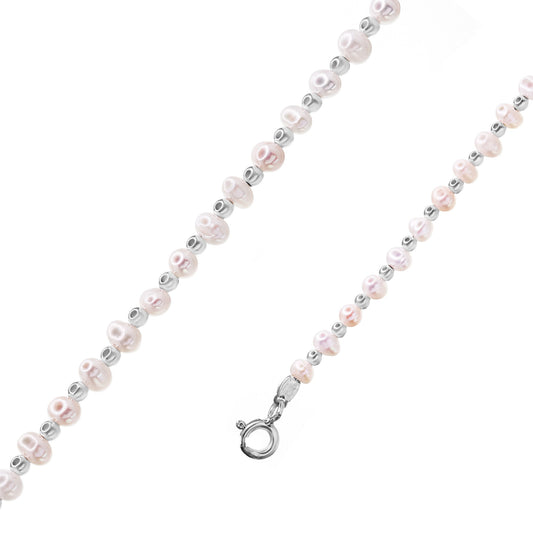 Pulsera de Plata Combinación de Esferas y Perlas de Río