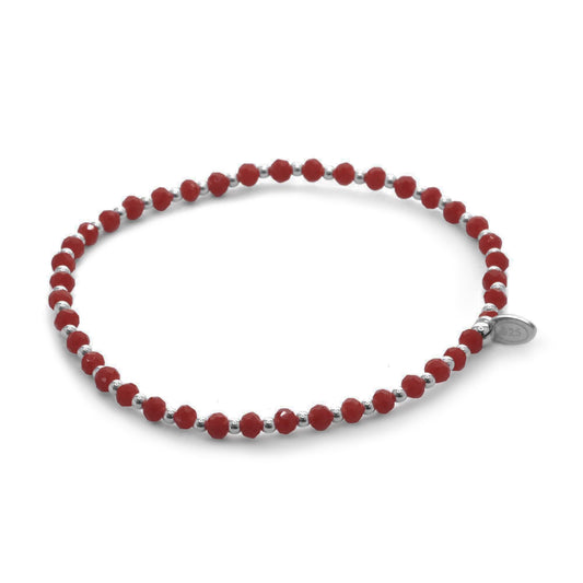 Pulsera de Plata Cristales Rojos con Esferas