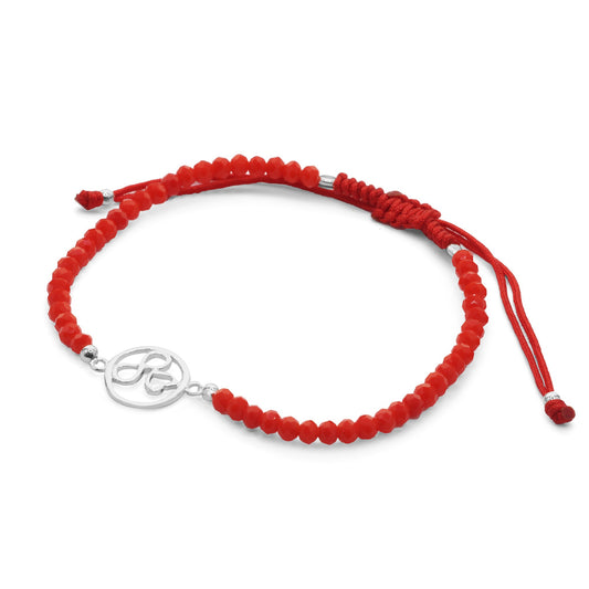 Pulsera de Plata Cristales Rojos con Infinito y Corazón