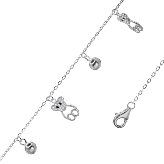 Pulsera de Plata Dijes de Oso y Esferas de Plata