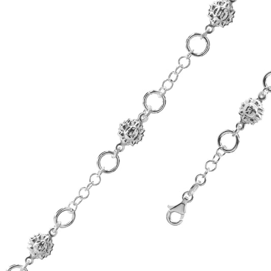 Pulsera de Plata Dijes de Sol Eslabones Redondos