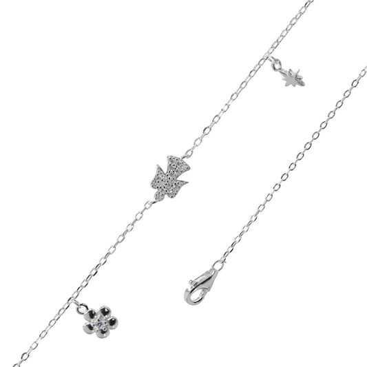 Pulsera de Plata - Ángel con Circones Flor con Estrella