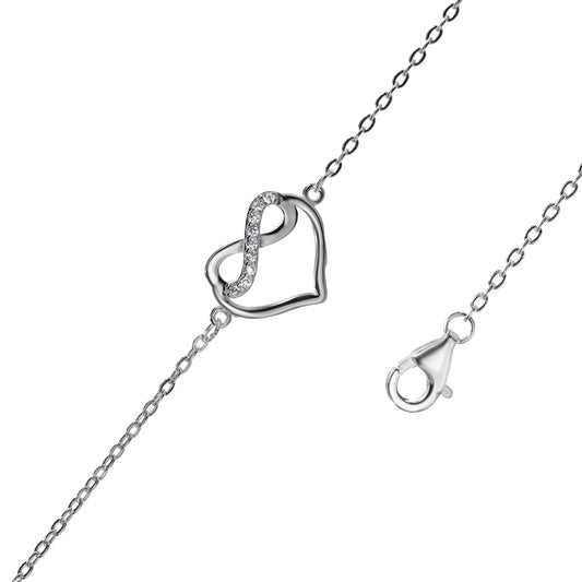 Pulsera de Plata - Corazón y Infinito con Circones
