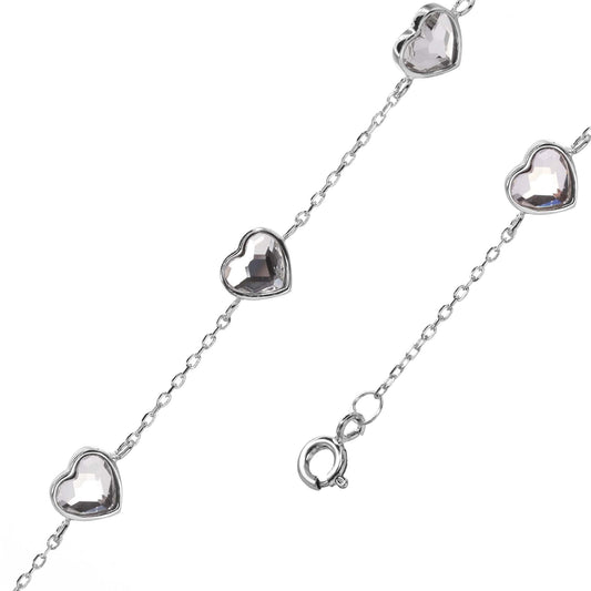 Pulsera de Plata - Corazones de Circón Swarovski Elements