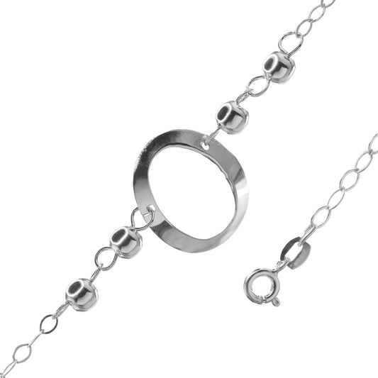 Pulsera de Plata - Esfera Ovalada Calada con Esferas Lisas