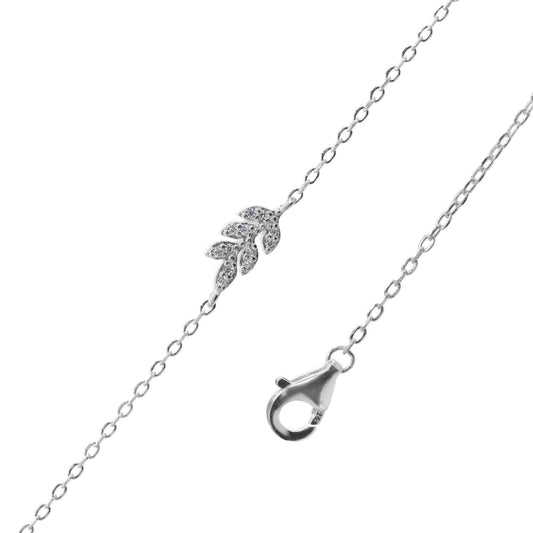 Pulsera de Plata - Hoja con Circones