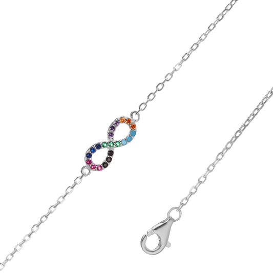 Pulsera de Plata - Infinito con Circones de Colores