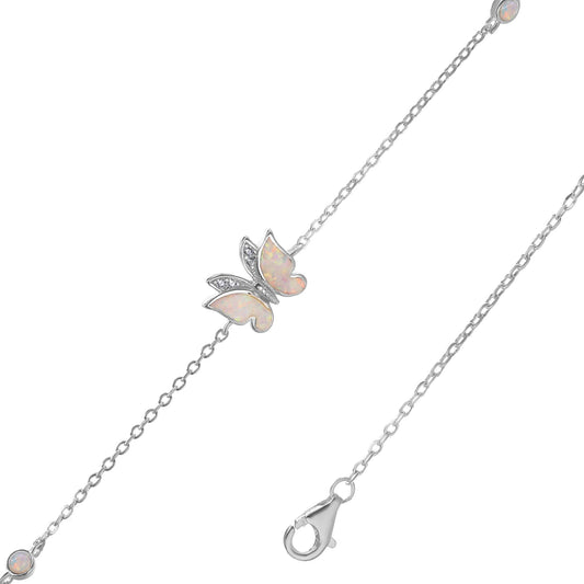 Pulsera de Plata - Mariposa con Botones de Ópalo Australiano