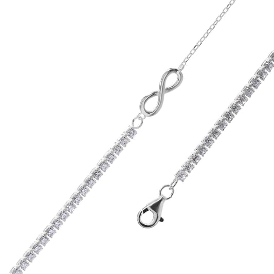 Pulsera de Plata - Mixto Banda de Circones y Eslabón con Infinito Liso