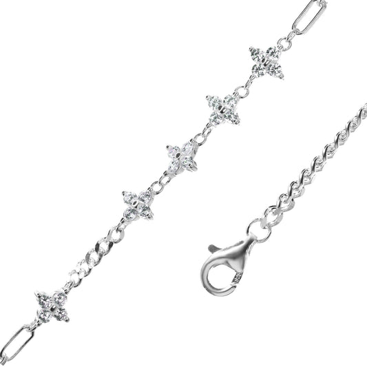 Pulsera de Plata - Mixto Cinturón Flores de Circones