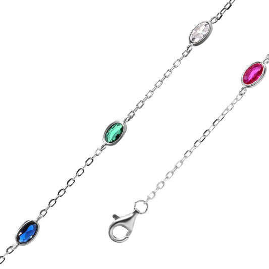 Pulsera de Plata - Óvalos Circones de Colores