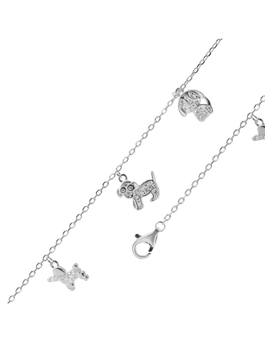 Pulsera de Plata - Perritos con Circones