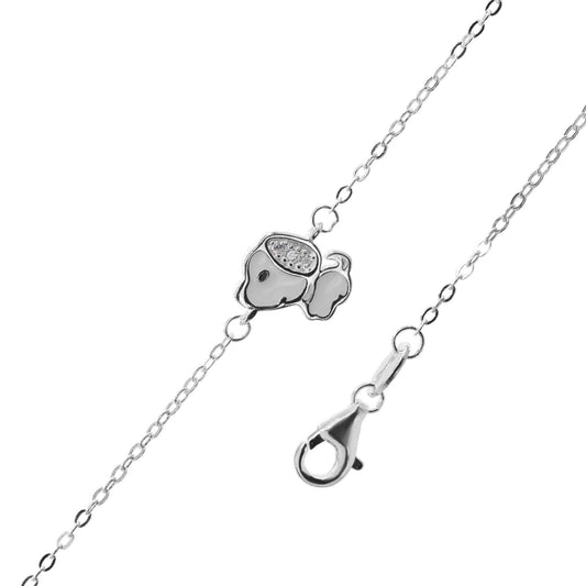Pulsera de Plata - Perro Esmaltado con Circón