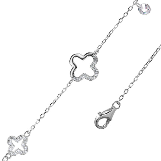 Pulsera de Plata - Trébol con Circones