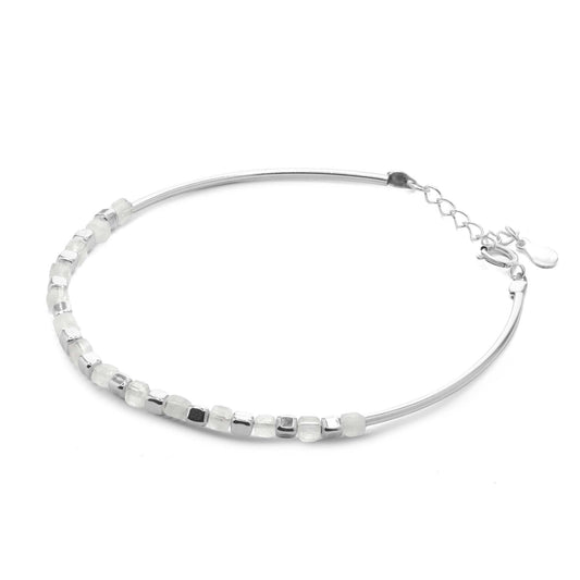 Pulsera de Plata - Tubular con Ágatas y Cubos