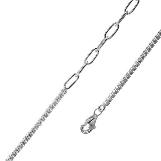 Pulsera de Plata Doble - Eslabón con Banda de Circones