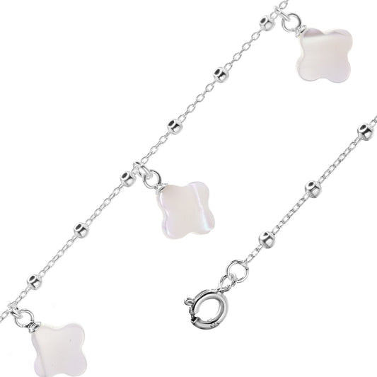 Pulsera de Plata Esferas y Placas de Nácar
