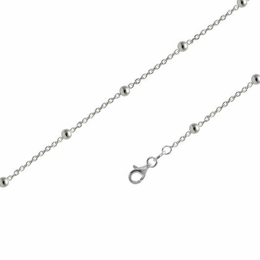 Pulsera de Plata Eslabón con Esferas 4 mm
