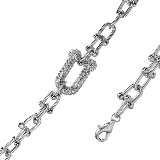 Pulsera de Plata Eslabón de Circones - Candado Rodinado