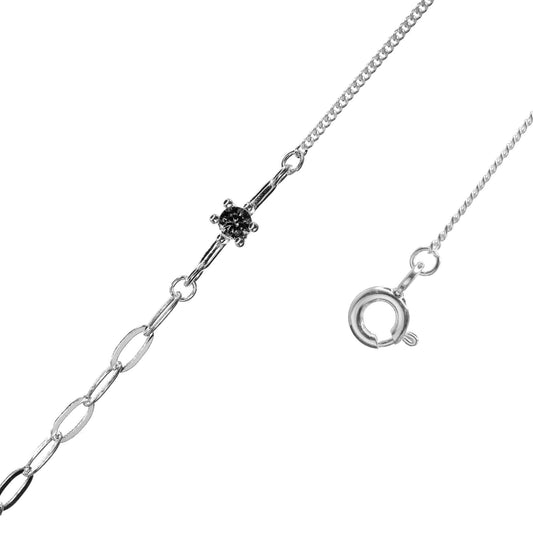 Pulsera de Plata Eslabón Doble con Circón Ónix