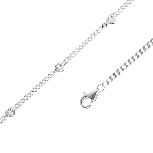Pulsera de Plata - Groumet con Corazón de Circón