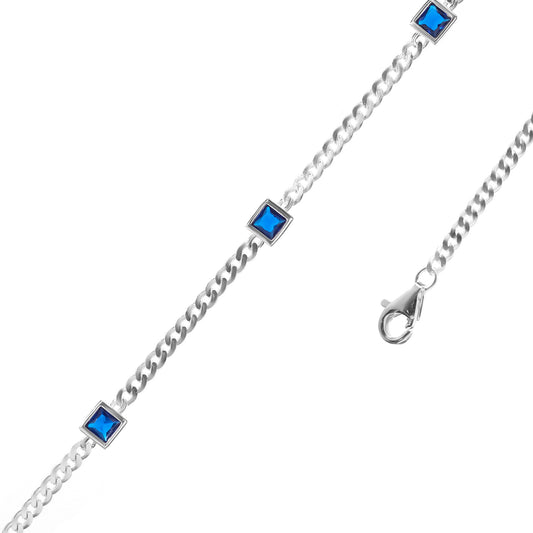 Pulsera de Plata - Grumet con Circones Azul
