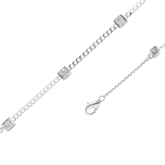 Pulsera de Plata - Grumet con Cuadrado de Circones