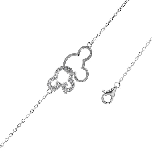 Pulsera de Plata - Mickey y Minnie Mouse con Circones