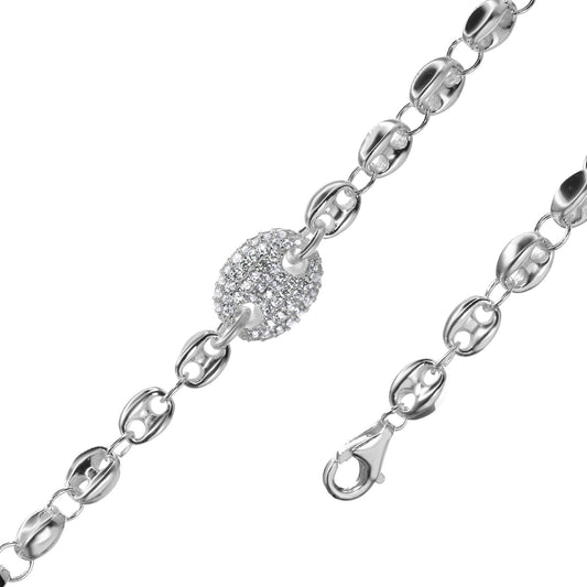 Pulsera de Plata - Valentino con Gran Eslabón de Circones
