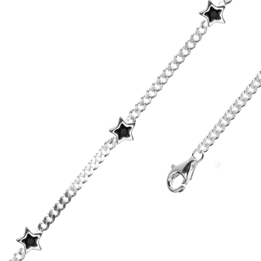 Pulsera de Plata Groumet con Estrellas de Circón Negro