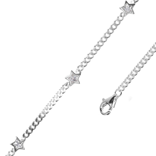 Pulsera de Plata Groumet con Estrellas de Circón