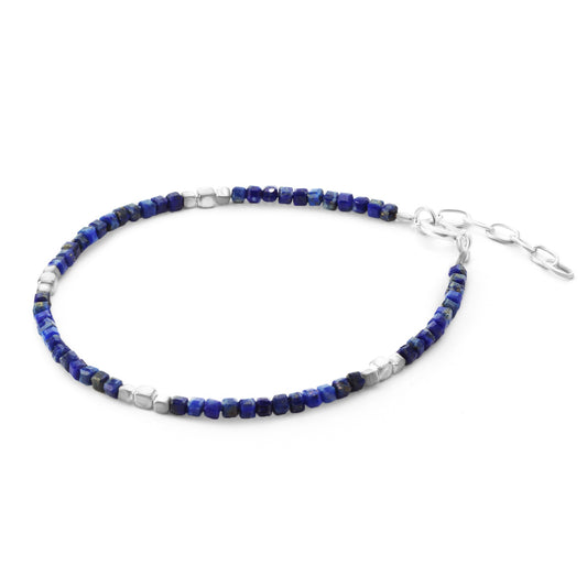 Pulsera de Plata Lapislázuli con Cubos de Plata
