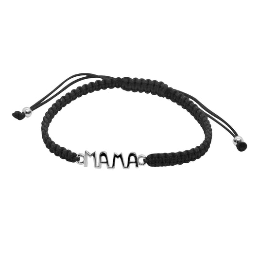 Pulsera de Plata Macramé Negra de MAMÁ