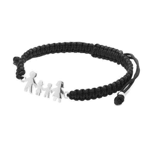 Pulsera de Plata Macramé Negra Familia