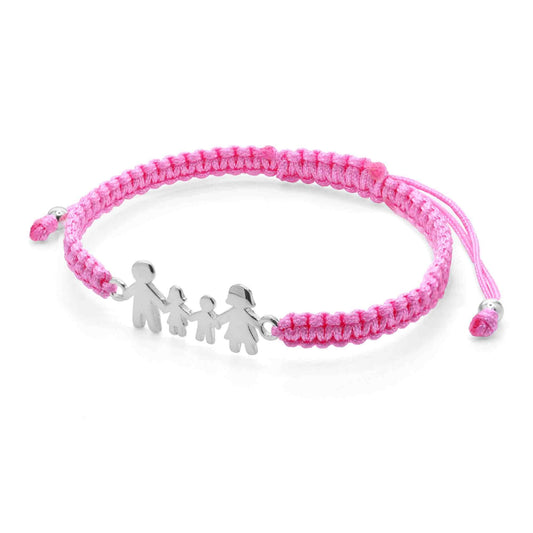 Pulsera de Plata Macramé Rosa Familia
