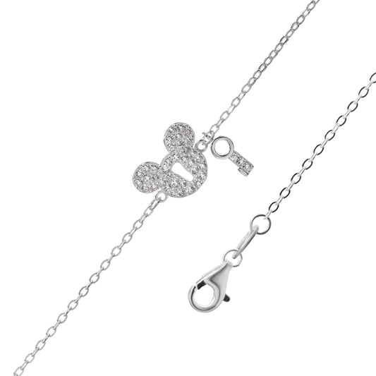 Pulsera de Plata Mickey Mouse Calado y Llave con Circones