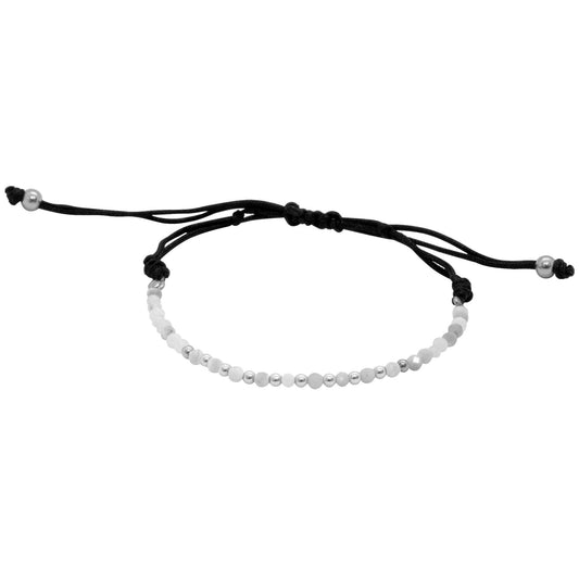 Pulsera de Plata Mini Esferas y Piedras Ágata Blancas