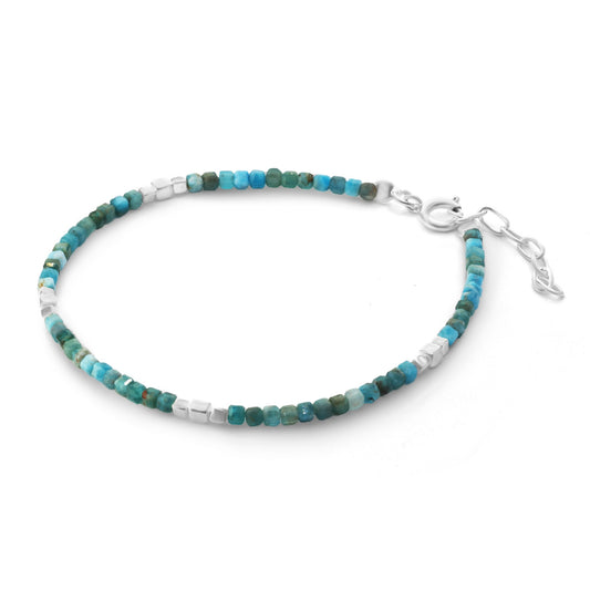 Pulsera de Plata Pequeñas Turquesas con Cubos