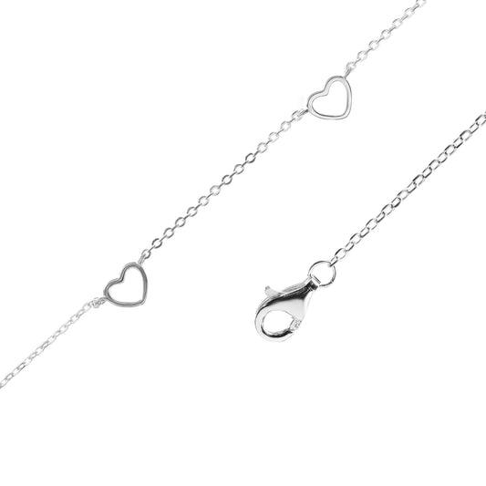 Pulsera de Plata Pequeños Corazones Abiertos lisos