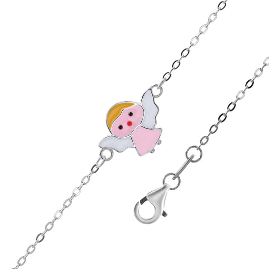 Pulsera de Plata Placa Esmaltada de Ángel