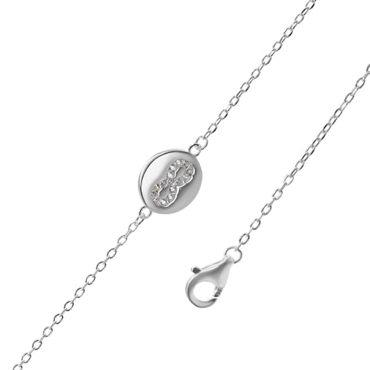 Pulsera de Plata Placa Infinito con Circones