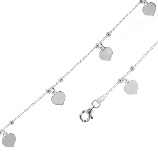 Pulsera de Plata Placas Corazón y Esferas