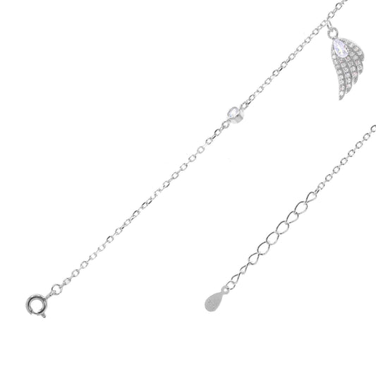 Pulsera de Plata Pluma con Circones