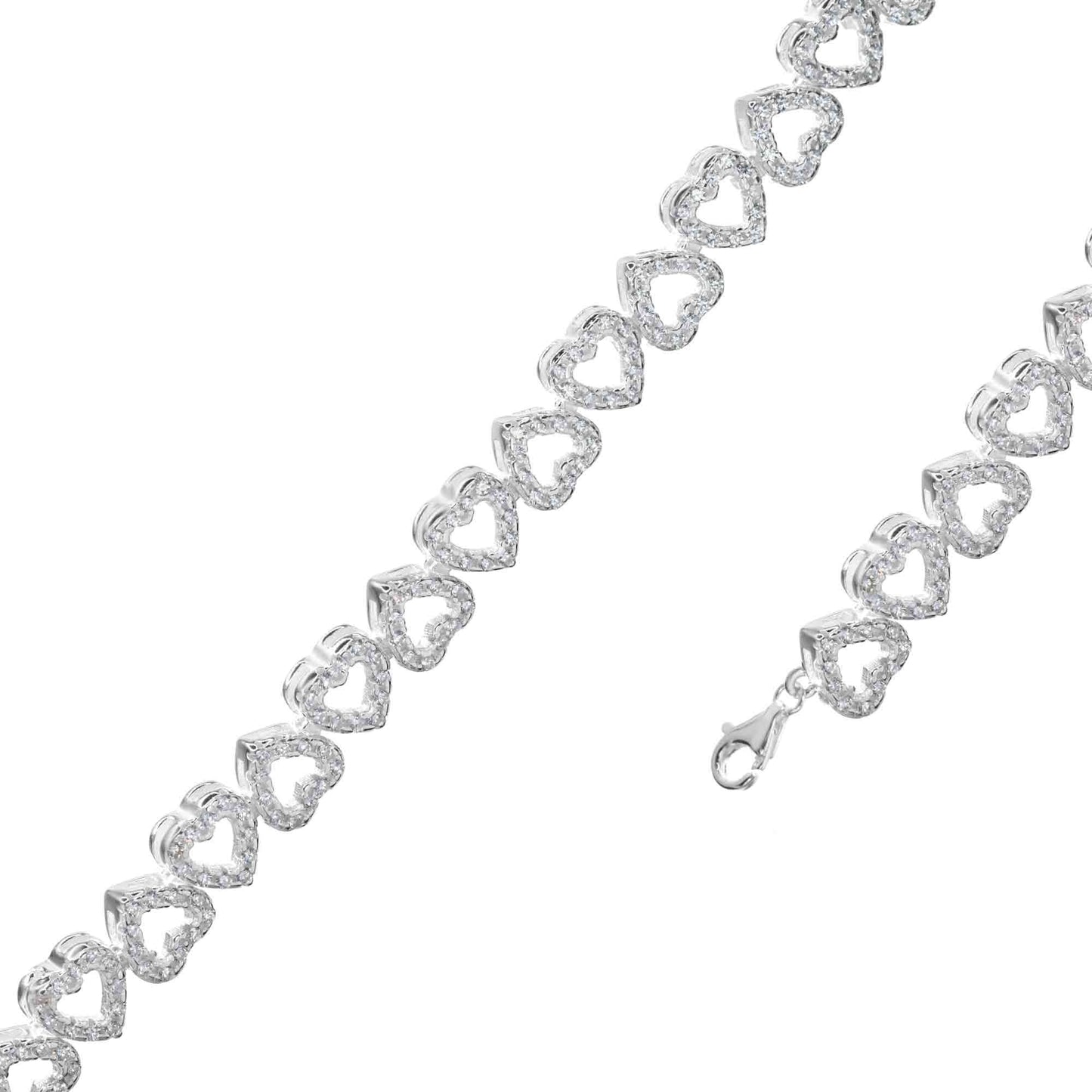 Pulsera de Plata Serie Corazones de Circones